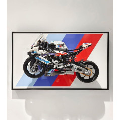 icuanuty Display Wall Plaque for Lego Technic 1000 RR 42130 Motorcycle, Decorative Paintings for Adults, Wall Mount for Lego Model Cars, Gifts for Lego Lovers, Size: 65 x 40 cm