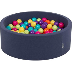 KiddyMoon Ball Pit / Baby Play Bath with Colourful Balls - Each 7 cm in Diameter - Round - Made in the EU