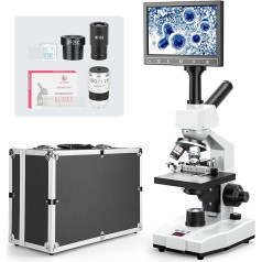 Vabiooth Laboratory Constant Temperature Monocular Microscope with 40X-2500X Magnification and 5MP 7-Inch LCD Screen, Adjustable Thermostatic Mechanical Stage, Suitable for Agriculture