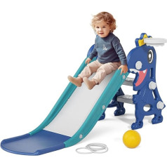 XJD Children's Slide Outdoor & Indoor with Basketball Hoop Baby Slide from 1 Year Toddlers Slide Water Slide Garden Slide for Children Blue