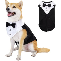 HACRAHO Dog Tuxedo Suit 1 Piece Black Formal Dog Clothes Shirt Costume Wedding Party Suit for Dogs Size XXL