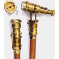 Antique 3 Folding Telescopic Walking Stick Marine Telescope