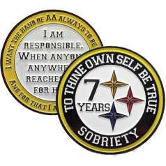 MYRECOVERYSTORE Black and Gold Recovery Medallion in Years 1-50 with Alcoholics Anonymous Responsibility Pledge (Year 7)