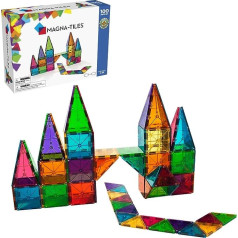 Magna Tiles 100-teiliges Set Clear Colours mit unterschiedlichen, magnetischen 3D-Bausteinen in klaren Farben, fördert spielerisches Lernen Moose Toys Mehrfarbig