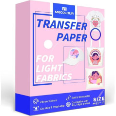 MECOLOUR Heat Transfer Paper for Light T Shirts, 50 Sheets Iron on Transfer Paper for Inkjet Printers, Printable Heat Transfer Vinyl for Light Fabrics
