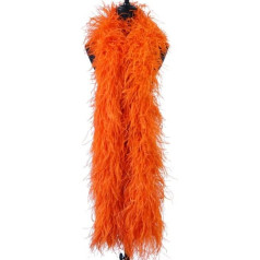 Natural Ostrich Feather Boa Trim 2 3 4 5 6 7 Ply 2 Meters Fluffy Ostrich Feather Scarf for Sewing Decorations for Party Clothes Orange 4 Layers