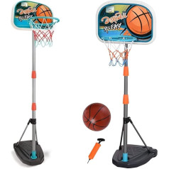 BAKAJI Basketball Hoop with Stand, for Children with Adjustable Height up to 158 cm and Fillable Base, Playset for Outdoor, Garden and Indoor Use, Ball and Air Pump