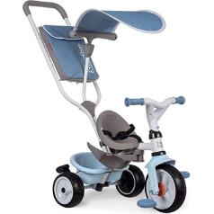 Smoby - Baby Balade Plus Blue - Children's Tricycle with Push Bar, Seat with Safety Belt, Metal Frame, Pedal Freewheel, for Children from 10 Months