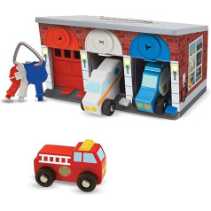 Melissa & Doug Lock and Roll Rescue Garage: Wooden Toy Play Set + 1 Scratch Art Mini Pad Bundle (#04607)