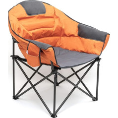 SUNNYFEEL Camping Chair Foldable Moon Chair Round Large Folding Chair with Drink Holder Padded Seat Maximum Load 227 kg (Orange)