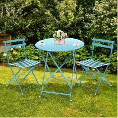 Amagabeli 3-Piece Bistro Set Consisting of 1 Table (H90 x D60 cm) and 2 Chairs (H83 x W42 x D38 cm) Folding Balcony Set Garden Furniture Bistro Set Metal Bistro Set Balcony Suitable for Garden Light