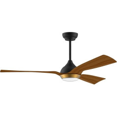 reiga 132 cm WiFi Ceiling Fan with Dimmable LED Lighting and Remote Control, 3 Colour Temperatures, DC Motor 6 Speeds, Compatible with Alexa, Google Home App, Wood & Brown