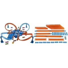 Hot Wheels DTN42 Track Set with Ramps, Crossings and Looping, Parking Spaces, 1 Vehicle, Toy Car Racing Track from 5 Years & FTL69 - ​Car and Mega Track Pack, Toy Car Racing Track from 4 Years