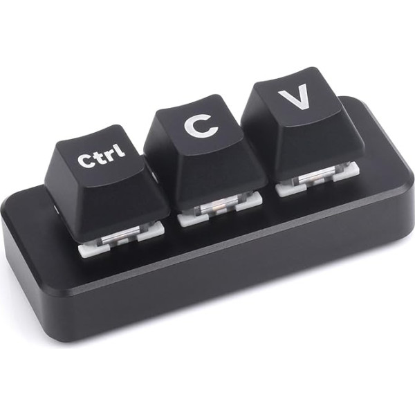 Waveshare Ctrl C/V Shortcut Keyboard for Programmers, 3-Key Keyboard, Adopts RP2040 Microcontroller Chip, Programmable Key Function, Dual Type-C Ports, Plug and Play Without Driver-Plus Version