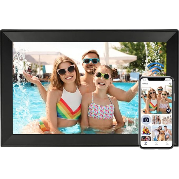 Digital Photo Frame 15.6 Inch WiFi Digital Photo Frame with FHD Touch Screen, Built-in 32GB Memory, Easy to Share Photos and Videos via App, Wall Mounted