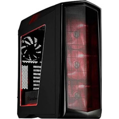 SilverStone SST-PM01BR-W - Primera ATX Gaming Tower Gehäuse, hochleistungsfähiges Kühlsystem, mit Fenster und roten LED, schwarz