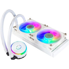 Cooler Master MasterLiquid PL240 Flux CPU Cooler - AIO Water Cooling with 2 x 120 mm Fans, 240 mm Cooler Including ARGB Controller (2nd Generation) - AMD and Intel Compatible, White