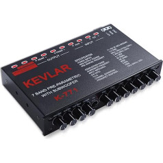 Gugxiom Car Audio Graphic Equalizer, 7-Band Car Audio Equalizer, Car Parametric Equalizer, Universal Low Pass 7-Band Variable Gain Adjustment High Level Input EQ für Stereoanlage