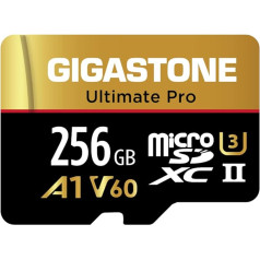 [5 Jahre kostenlose Datenwiederherstellung] Gigastone 256GB Micro SD Karte, Ultimate Pro, MicroSDXC Speicherkarte für Kamera, R/W bis zu 280/180 MB/s, UHS-II U3 A1 V60 C10, mit Adapter