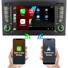 7 Inch Integrated Wireless Carplay and Wireless Android Car with Bluetooth AM FM RDS Radio 1080P Full HD IPS Screen Linux Car Radio for Audi A4 S4 B6 B7 RS4