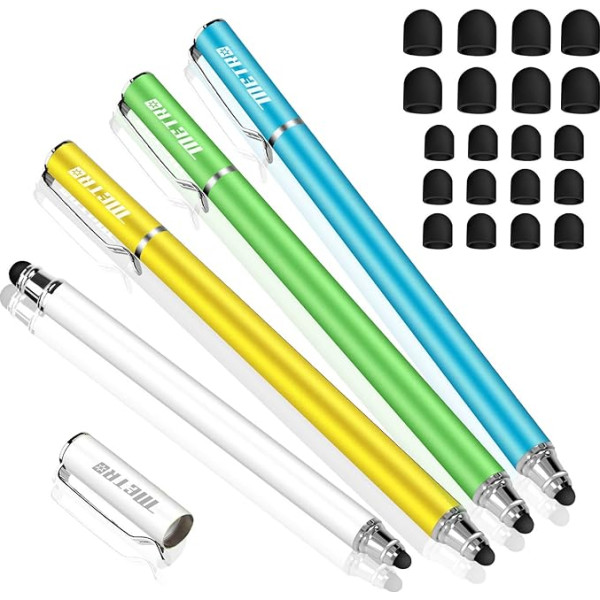 Metro 2-in-1 Premium Stylus Touch Pen with 20 x Replacement Tips for Samsung Galaxy Smartphones and Tablets (Yellow/Green/Blue/White)