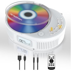 NEU 2024 CD Player Tragbar, Monodeal CD Player Bluetooth & Radio FM 2 in 1, Wiederaufladbar Tragbarer CD Player mit Lautsprecher, Discman CD Player, Unterstützung AUX/USB