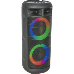 Party Light & Sound - ALFA-2600-200W Battery Powered Speaker with Illuminated Woofer, Bluetooth, Micro-SD, AUX and USB - Black