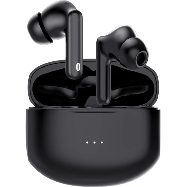 Bluetooth In-Ear Headphones, Wireless, Noise Cancelling Headphones, Active Noise Cancelling, 320 mAh Charging Station, IPX4 Waterproof, Suitable for Samsung and iPhone, Black