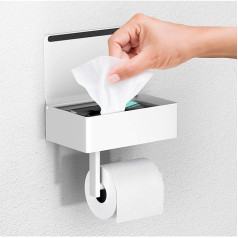 Day Moon Designs Toilet Paper Holder, White, Moist Toilet Paper Box - Toilet Paper Holder with Wet Wipes Box, Toilet Paper Holder with Shelf - Stainless Steel Toilet Paper Holder