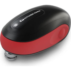 Kitchen Mama One-To-Go Electric Can Opener - One Touch Button Can Opener (Auto Stop), Can Opener Without Sharp Edges, with Practical Lid Remover, Battery Operated (Red)