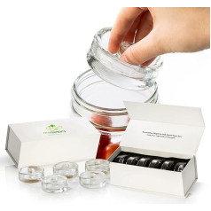 myFERMENTS Glass Weights for Fermenting - Set of 6 for Fermenting Vegetables in Brine - Larger Diameter for Large Jars - Heavy & Practical Handles - Magnetic Storage Box