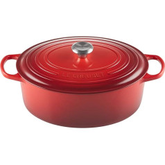 Le Creuset Signature Oval Cast Iron Casserole Dish with Lid, Diameter 33 cm, Suitable for All Hobs and Induction, Volume: 7.5 L, 6.595 kg, Cherry Red, 21178330602430