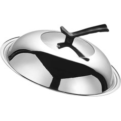 BESTonZON Pan Lid Universal Pot Lid Wok Cover Frying Pan Cover Stainless Steel Thick Replacement Lid Glass Lid for Cooking Pot Casserole Pots Pans Grill Accessories 34 cm