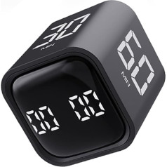 ZJSTRO Digital Cube Timer, Rechargeable Visual Timer, Gravity Sensor Flip Timer with 99 Minutes Positive Timing and Countdown for Cooking, Sports, Studying Kitchen Timer. Size: 44 x 44 x 46 cm (Black)