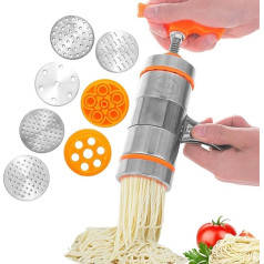 Zuzer Stainless Steel Noodles Machine Manual Noodle Maker Machine with 7 Noodle Moulds