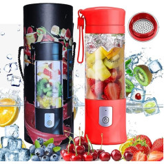 Portable Fruit Blender, Rechargeable USB Mini Stand Blender for Smoothie, Milkshake, Fruit Juices, Portable Stand Mixer, 350-420ml, Christmas, Gift for Women and Men (Red)