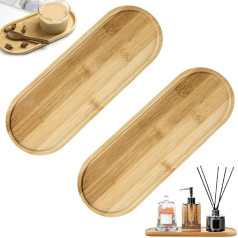 Pack of 2 Bamboo Trays, Small Oval Bamboo Coasters, Coffee Tray, Coasters, Wooden Trays, Decorative Wooden Coasters, Wooden Plates, Food Drinks Trays for Restaurant, Cafe, Kitchen, Party