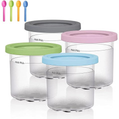 Pack of 4 Ice Cream Containers for Ice Cream, Creami Tubs for Ninja Creami, Reusable Ninja Ice Cream Maker Machine Accessories with Lid (4)