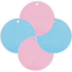 Pot Coasters, 4 Pieces, Silicone Pot Holder, Pot Coaster, Dishwasher Safe, Heat Resistant, Non-Slip and Heat Resistant up to 250 °C, Honeycomb Pattern (Blue + Pink)