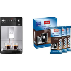 Melitta Purista F 230-101 Fully Automatic Coffee Machine with Whisper Quiet Cone Grinder Silver/Black & 224562 Filter Cartridge for Fully Automatic Coffee Machines | 3 x Pro Aqua | Prevention of