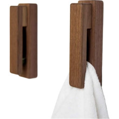JINMURY Moderne Hölzerne Handtuchhalter - Satz von 2 Selbstklebende Handtuchhaken Holz Wand Handtuchhalter Home Decor - Langlebig, Einfache Installation, Hält Fest Handtuch (Nussbaum)