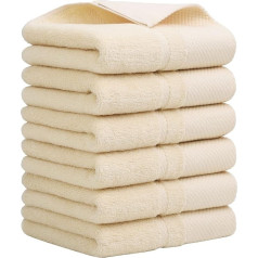 PiccoCasa 6 Piece Towel Set 34x47cm Soft 100% Combed Cotton 600gsm Super Absorbent Bathroom Kitchen Shower Towel Champagne