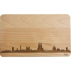 Brotzeitbrett Köln Skyline | Beech Breakfast Board | Wooden Chopping Board | Gift with Engraving | Breakfast Board | North Rhine-Westphalia (22 x 14 x 1 cm - without Personal Engraving)