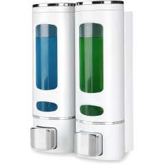 goldenwarm Soap Dispenser Wall Mounting, No Drilling, Soap Dispenser Wall Set, White Plastic, Soap Dispenser Wall Mounting for Kitchen, Bathroom, Toilet for Shower Gel, Shampoo, Soap, Detergent