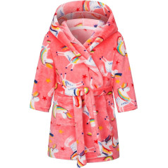 FILOWA Bathrobe Children's Girls Boys Fleece Children's Bathrobe with Hood Flannel Fluffy Dressing Gown Cuddly Long Robes Soft Dressing Gown Warm Pyjamas Size 92-128