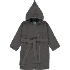 LÄSSIG Children's Bathrobe Cotton/Muslin Bathrobe Anthracite 24 - 36 Months