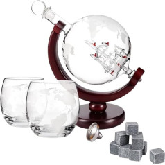 Large Whiskey Globe Decanter and Glasses Gift Set - Whisky Decanter Set, Globe Whiskey Glasses, Gift Set for Men, Whisky Glasses and Whiskey Stones, Whisky Gifts TRIXES