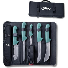 Roy Chopping Set Hunting Knife - 6-Piece Butcher Knife Set with Hunting Knife, Boning Knife, Abhuting Knife, Butcher Knife and Knife Sharpener, Lightweight Compact Breaking Knife Set