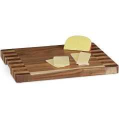Relaxdays Chopping Board, Solid Acacia Wood Chopping Board, Cutting & Serving, Width 40 x 30 cm, Natural
