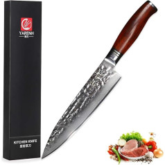 Yarenh 5-Piece Damascus Kitchen Knife Set, Japanese Damascus Blade, Sharp Knife, Damascus Steel Professional Chef's Knife, Chef's Knife, Santoku Knife, Nakiri Knife, Ham Knife, Office Knife in Damascus Knife Set